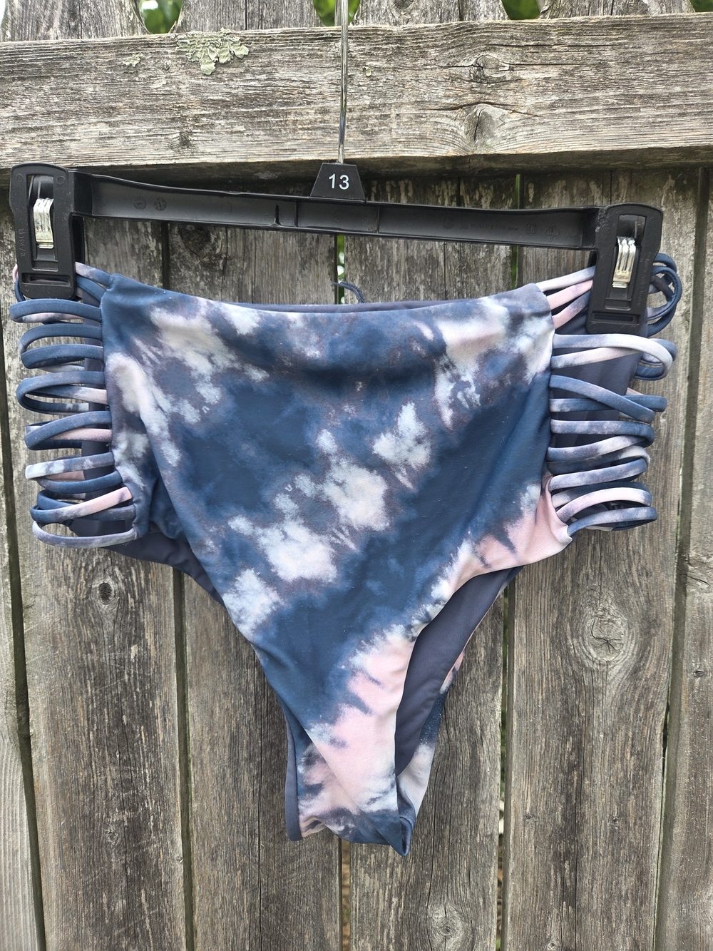 Tie-Dye High-Waist Bikini Bottom with Strappy Sides